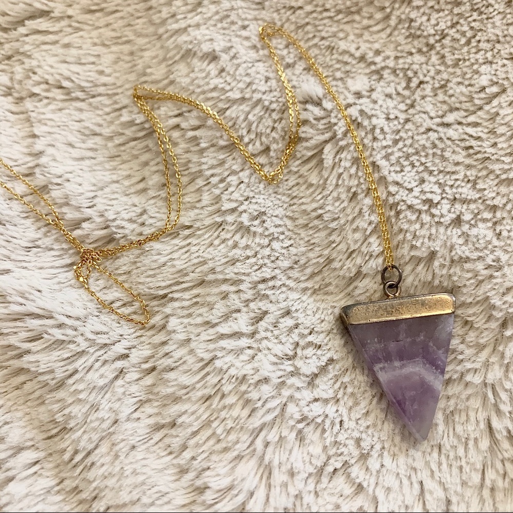 Amethyst triangle necklace